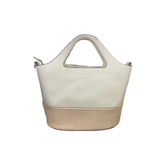Nanette Lepore Handbag Smooth Vegan Leather Hand/Shoulder Bag Straw/Cream - Picture 6 of 7